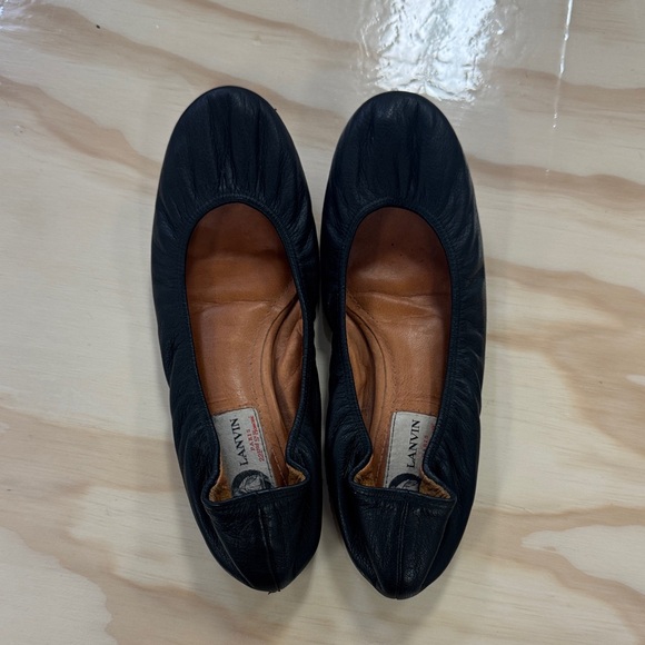 Lanvin The Leather Ballerina Flat Minimalist Black...